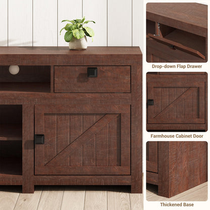 Farmhouse TV Stand for 75/80 Inch TVs, Long Entertainment Center with 4 Storage Drawers & 3 Open Shelf, Television Consoles Stands for Living Room, Bedroom