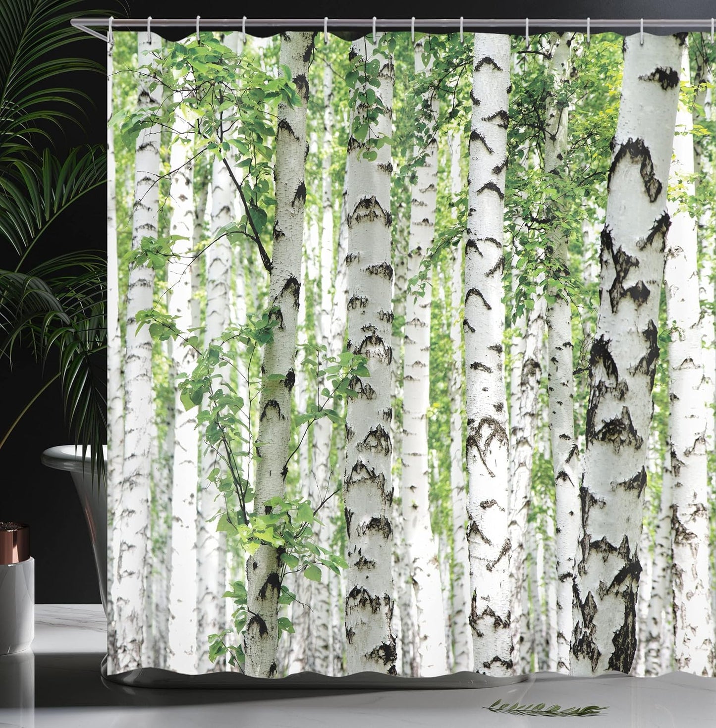 Ambesonne Woodland Shower Curtain, Birch Trees in The Forest, 69" W x 70" L, Cloth Fabric Bathroom Decor