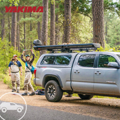 Yakima Rooftop Fly Rod Carrier, Adjustable Length Holder for up to 4 Fly Fishing Poles up to 10 Ft Long – Felt Padding, Reel Box & Tubes for Secure Gear Storage, DoubleHaul