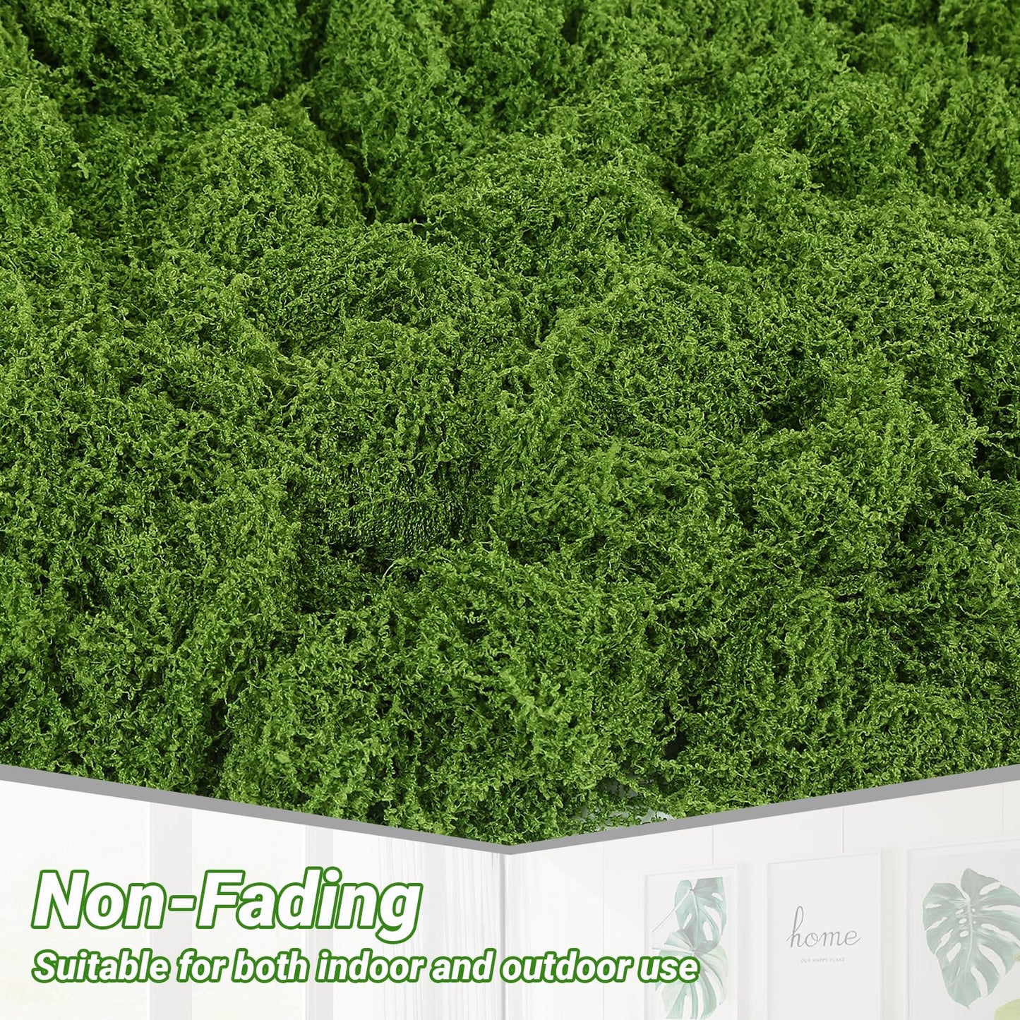 BESKIT Artificial Green Moss for Potted Plants, 10.6 oz Fake Moss Decor for Indoor Plants, Glass Containers, Wedding, Gardens, DIY Crafts (Dark Green)