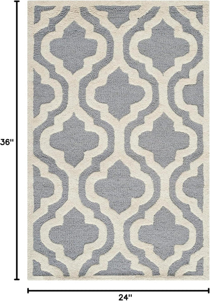 2' 3' CAM132D SAFAVIEH Cambridge Collection x Silver / Ivory Handmade Moroccan Premium Wool Accent Rug