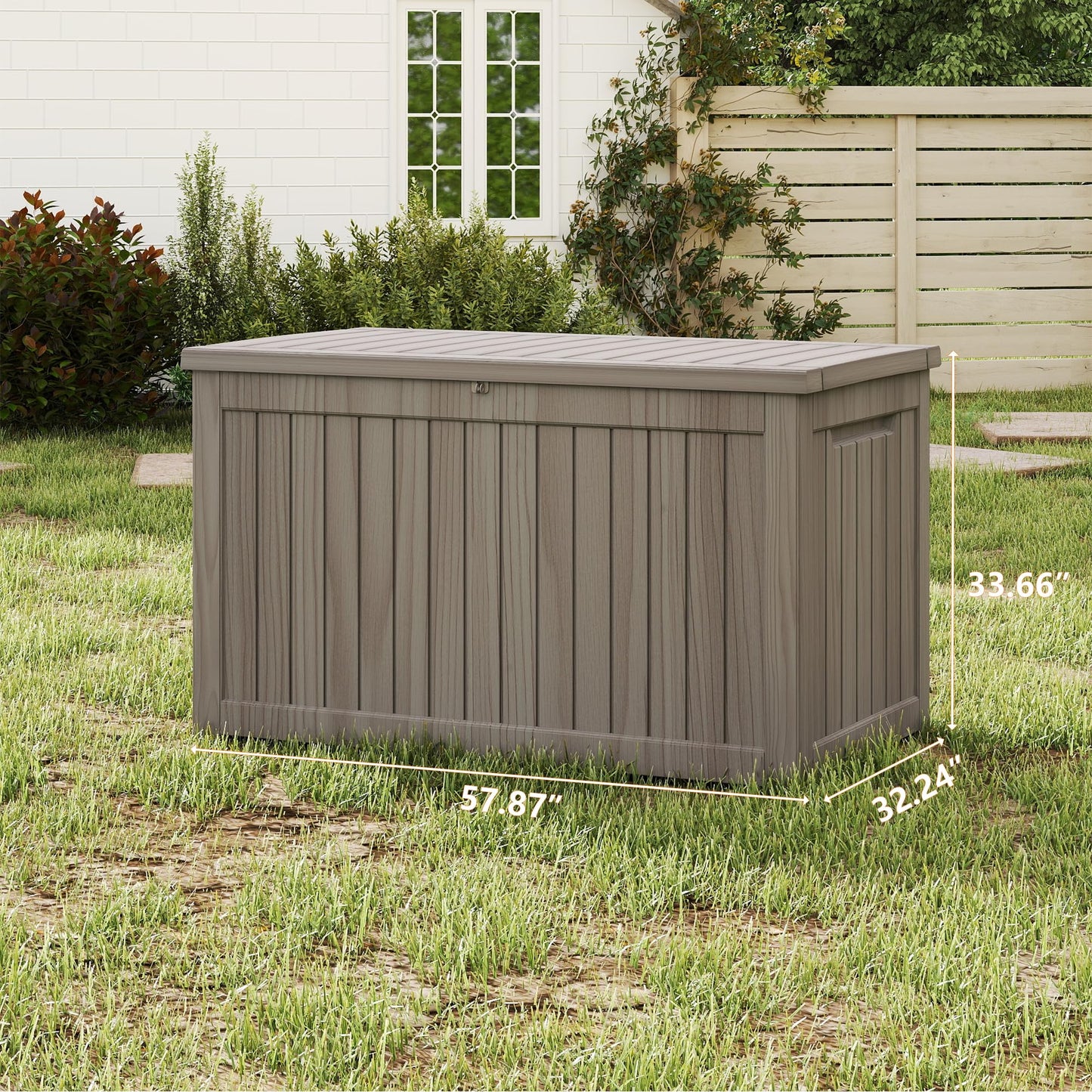 Yardgrace 270 Gallon Outdoor Storage Box Waterproof Large Resin Deck Box Indoor/Outdoor Lockable Storage Container and Seating for Garden, Pool, and Patio (270 Gallon, Grey)
