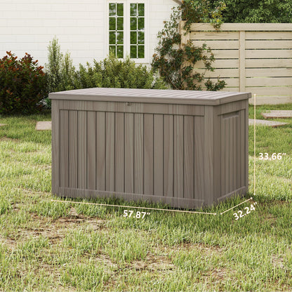 Yardgrace 270 Gallon Outdoor Storage Box Waterproof Large Resin Deck Box Indoor/Outdoor Lockable Storage Container and Seating for Garden, Pool, and Patio (270 Gallon, Grey)