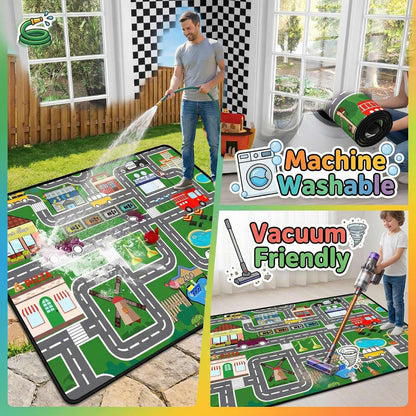 5x7 Kids Carpet City Play Mat - Cars Rugs for Boys Room Road Rug for Kids Car Track Rug for Bedroom Car Mat for Kids