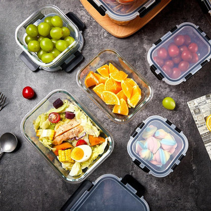 Belgol 8 Pack Glass Meal Prep Containers with Lids, Extra Thick Airtight Food Storage Set (310ml-1510ml/10.5oz–51oz), Leakproof Lunch Boxes for Leftovers