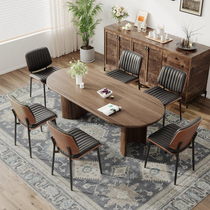 MALOL Leather Dining Chairs Set of 4, Modern Upholstered Dining Room Kitchen Chairs with Metal Legs and Wooden Back Support for Home Dining Room/Restaurant, Black
