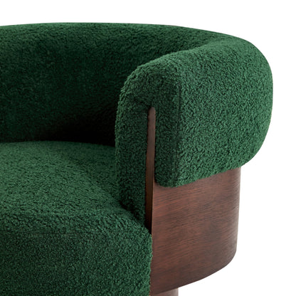 Christopher Knight Home Scrolla Boucle Upholstered 360° Swivel Accent Chair Set of 2, Teddy Fleece Living Room Swivel Barrel Chair, Modern Vanity Chair for Living Room, Bedroom, Green