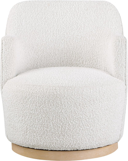 Meridian Furniture Clarita Cream Boucle Fabric Swivel Accent Chair
