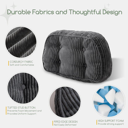 HIGOGOGO Lumbar Support Pillow for Recliner Chair/Accent Chair/Couch/Office Chair, Tufted Corduroy Back Support Cushion