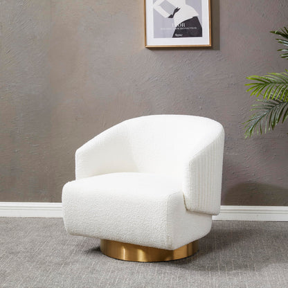 SAFAVIEH Couture Collection Pollyanne Ivory Boucle/Gold Swivel Accent Chair (Fully Assembled)