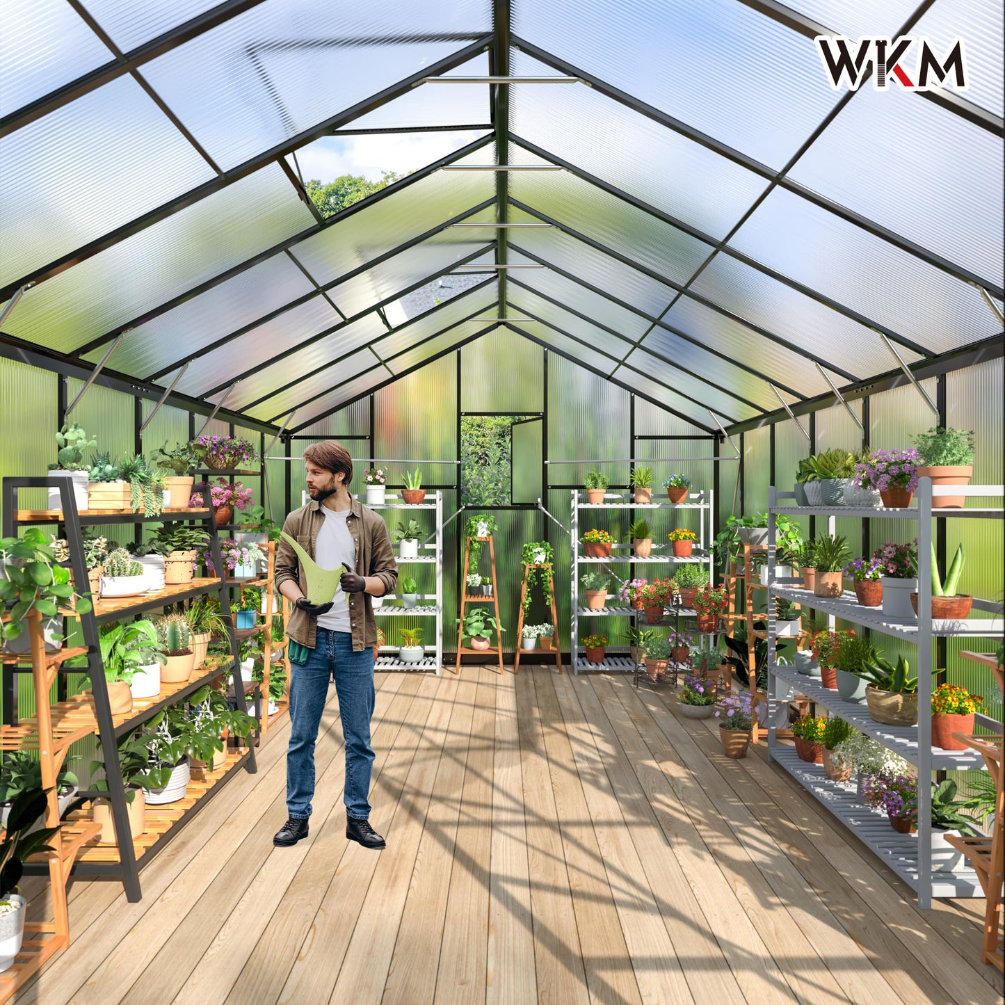 Polar Aurora 10X18 FT Polycarbonate Greenhouse for Outdoors, Walk-in Aluminum Green House with Quick Setup Structure and Roof Vent for Outside Garden Backyard, Black
