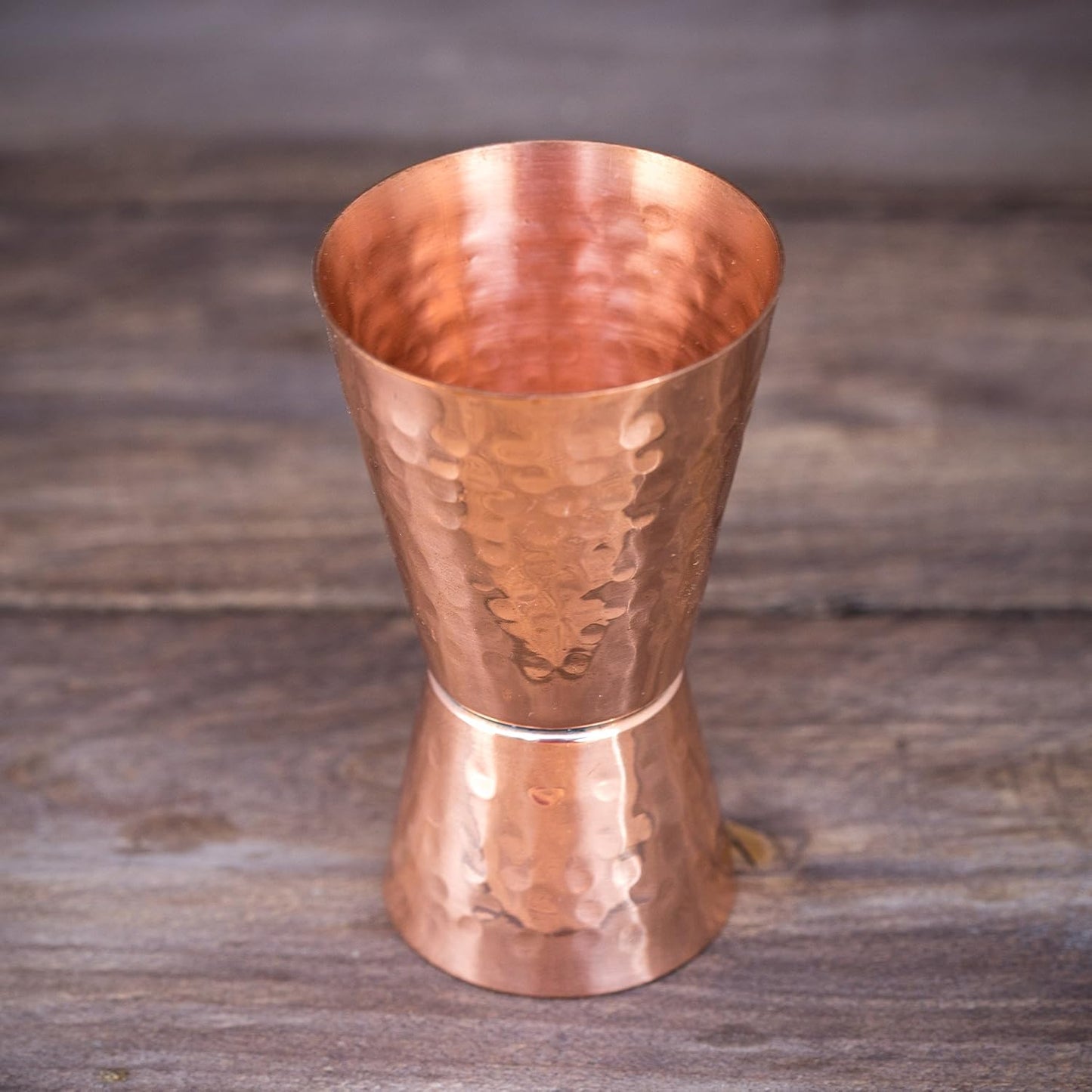 Copper Jigger, Double 1oz/2oz Measuring Jigger for Cocktail Mixing, Solid Hammered Copper to Prevent Tarnish