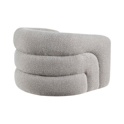 Lexicon Modern Swivel Accent Chair, Cozy Boucle Arm Chair with Plush Curved Back, Soft Stitching Cushions for Living Room/Bedroom/Office, Fully Assembled, Gray