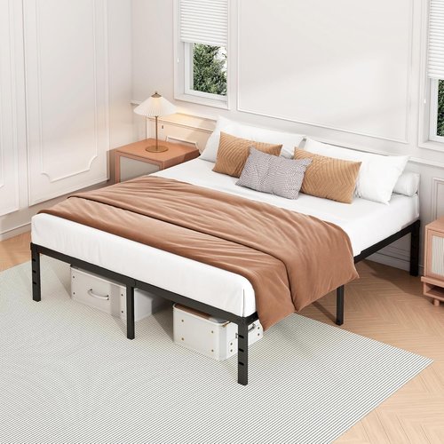 Hafenpo 18 Inch Full Bed Frame - Sturdy Metal Platform, No Box Spring Needed, Easy Assembly | Heavy Duty Black