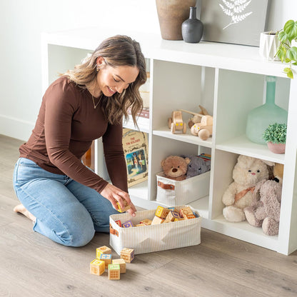 2 Pack, Closet OrganiHaus Narrow Fabric Storage Baskets Narrow Storage Bins for Shelves, Storage Bins for Pantry