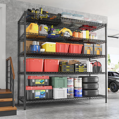REIBII 55.5" W Storage Shelves 3200LBS Wire Shelving Unit 5 Tier Metal Shelving Garage Shelving 2PCS Heavy Duty Metal Shelves for Storage Rack Commercial Adjustable Pantry Shelf