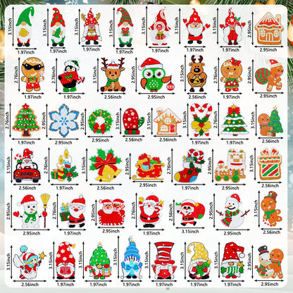 Tudomro 45 Pieces Christmas Diamond Painting Keychains Diamond Art Ornaments Key Chain Resin DIY Diamond Painting Key Ring Rhinestone Pendant Ornament Hanging Ornaments for Xmas Tree Decorations