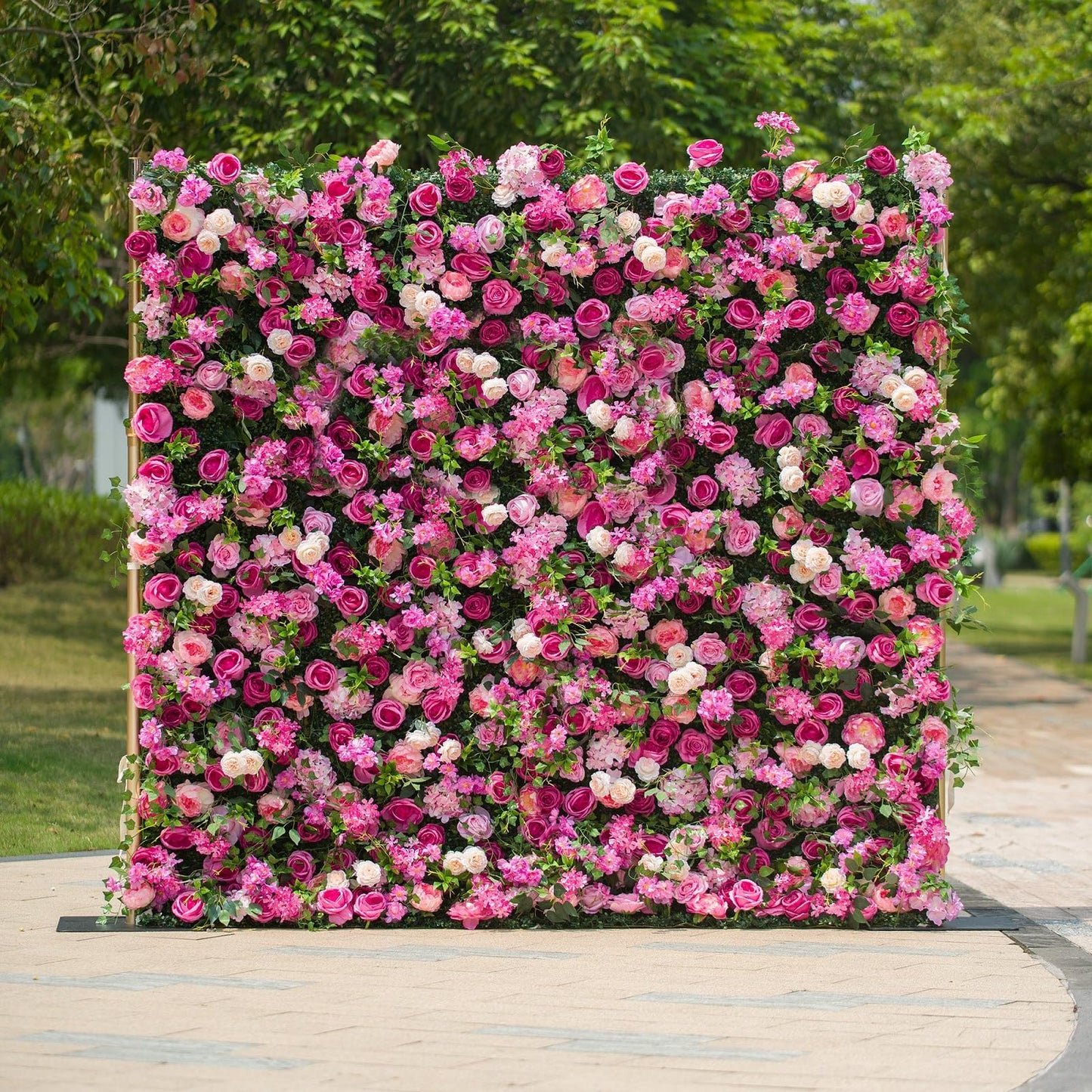 CreateView Artificial Flower Wall Wedding Backdrop, Luxury‌ 3D Silk Floral Party Decor for Wedding Home Hotel Party Baby Show Decor, Quick Assembly/Storage 4 * 8ft (120 * 240cm)
