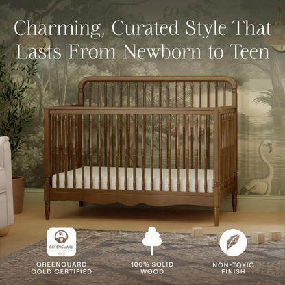 Namesake Liberty 4-in-1 Convertible Spindle Crib, Converts from Full-Size Crib to a Toddler Bed, Daybed, and Full-Size Bed, Easy to Assemble, Greenguard Gold Certified (Natural Walnut)