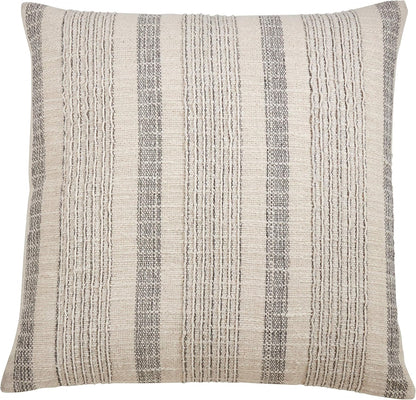 SARO LIFESTYLE Alexandria Collection Woven Striped Throw Pillow Cover, 22" in Ivory