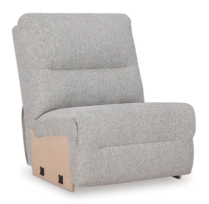 Signature Design by Ashley Acklen Place Modern U-Shaped Modular Stain-Resistant 6-Piece Power Reclining Sectional with Chaise, Adjustable Headrest, USB Charging Ports and Console, Light Gray