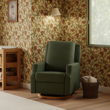Namesake Crewe Glider Recliner Nursery Chair - GREENGUARD Gold & Certi-PUR US Certified Rocker Recliner - Glider Rocking Chair for Nursery & Living Room - Manual, 360° Swivel, Olive Boucle