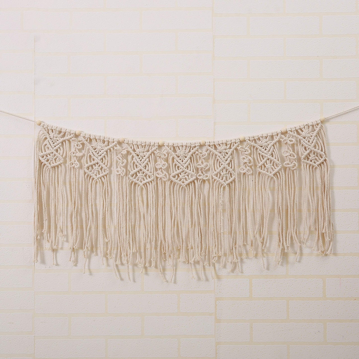 laddawan Macrame Garland Macrame Wall Hanging Nursery Wall Decor Boho Home Bohemian Bedroom Wedding Macrame Garland First Birthday Decor (B)