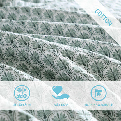 Tommy Bahama - Full/Queen Quilt Set, Super Soft Cotton Bedding with Matching Sham(s), Super Soft, Oeko-Tex Certified (Coastal Batik Green, Full/Queen)