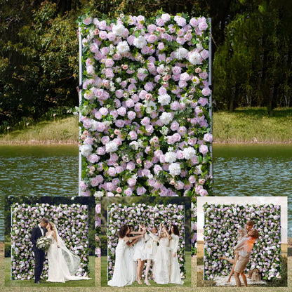 Artificial Luxury‌ Flower Wall Panels, Gorgeous 3D Silk Floral Backdrop for Wedding, Baby Show, Party and Home Decor, Quick Assembly/Storage, Both Eco ＆ Pet Friendly, 4ft*8ft