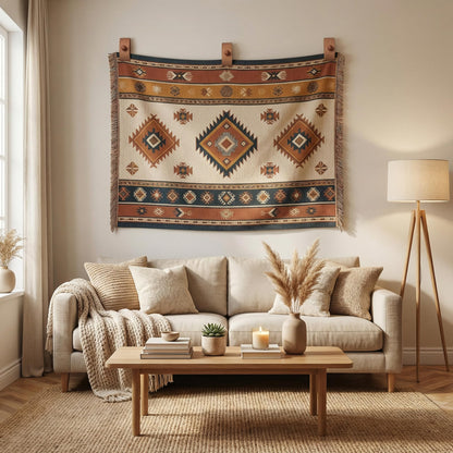 Walnut Adjustable Large Quilt Hanger for wall for Display,Wooden Heavy Duty wall Hanger Clips for Tapestry,Rug,Carpet and Duvet Covers,Poster Frame Nails and Hanging kit (Boho Curved Clip)