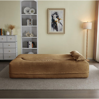 Ball & Cast 78" Convertible Sleeper Sofa Bed with Pillows, Corduroy Folding Mattress Couch Bed, Floor Futon Sofa Comfy Compressed Cloud Couch for Living Room,Camel