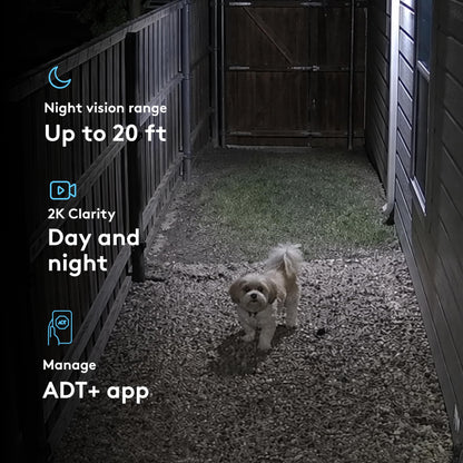 ADT Blu Outdoor Camera Kit, DIY Home Security System with 2K Wireless Outdoor Camera, Spotlight, Weather Resistant, Night Vision, Smart Detection, Door/Window Sensors, ADT+ App Control