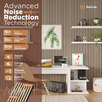 Avana Acoustic Wood Wall Panels – 93.2x11.25 Inch Panels – Fits 94x12 Layout – White Oak Acoustic Panels 4 PCs – Wall Panels for Interior Wall Decor for Homes, Offices – Design Wood Panels for Wall