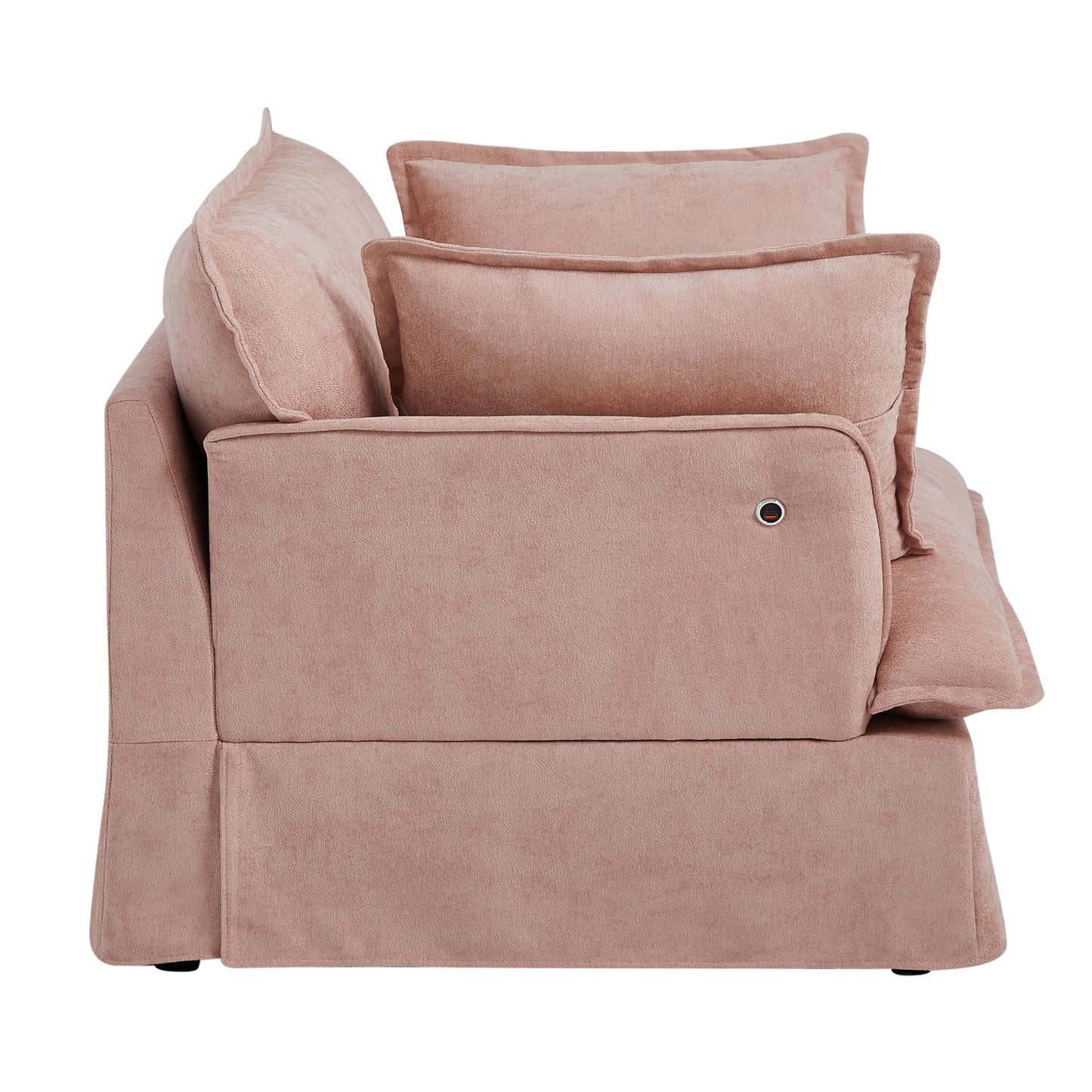 Merax 47.2" Oversized Accent Chair with Dual-Port Charging, Skirted Base, Deep and Wide Seat, Cloud-Like Comfy Single Sofa, Modern Design for Living Room&Apartment, Chenille,Pink