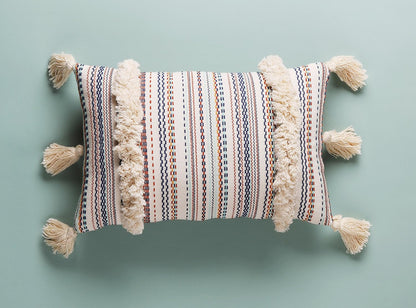 Boho Pillow Covers, Decorative Throw Pillow Tassel Sham Cushion Covers, 12"X20" (Multi)