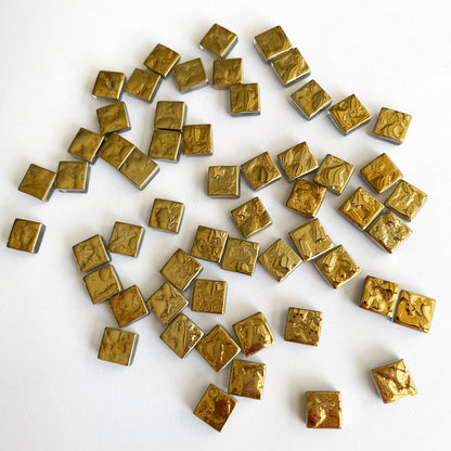 NUO RUI 100 Pcs Gold Mirror Mosaic Tiles, Mini Square Mirrors for Arts Crafts Projects (Gold)