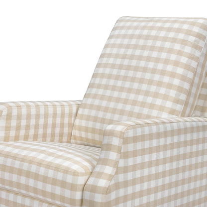 Namesake Crewe Glider Recliner Nursery Chair - GREENGUARD Gold & Certi-PUR US Certified Rocker Recliner - Glider Rocking Chair for Nursery & Living Room - Manual, 360° Swivel, Tan Gingham