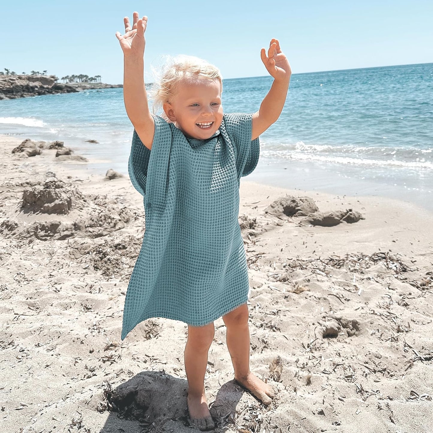 ZICOTO Soft Hooded Beach Towel for Kids - Cute Towel for Babies and Toddler Made of Waffle Cotton - Perfect Lightweight