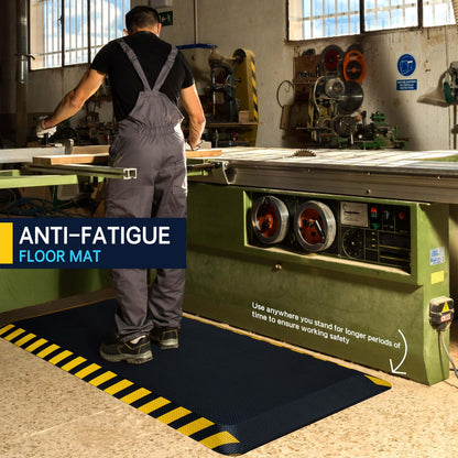 FEATOL Anti Fatigue Mat Industrial, Ergonomic Standing Floor Mat for Work for Stand -Safety Support for Leg & Back Pain(Yellow Border, 24" x 70", 1PC)