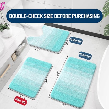OLANLY Large Bathroom Rugs - Extra Soft Microfiber Mat 45x27 | Quick Dry, Machine Washable, Teal