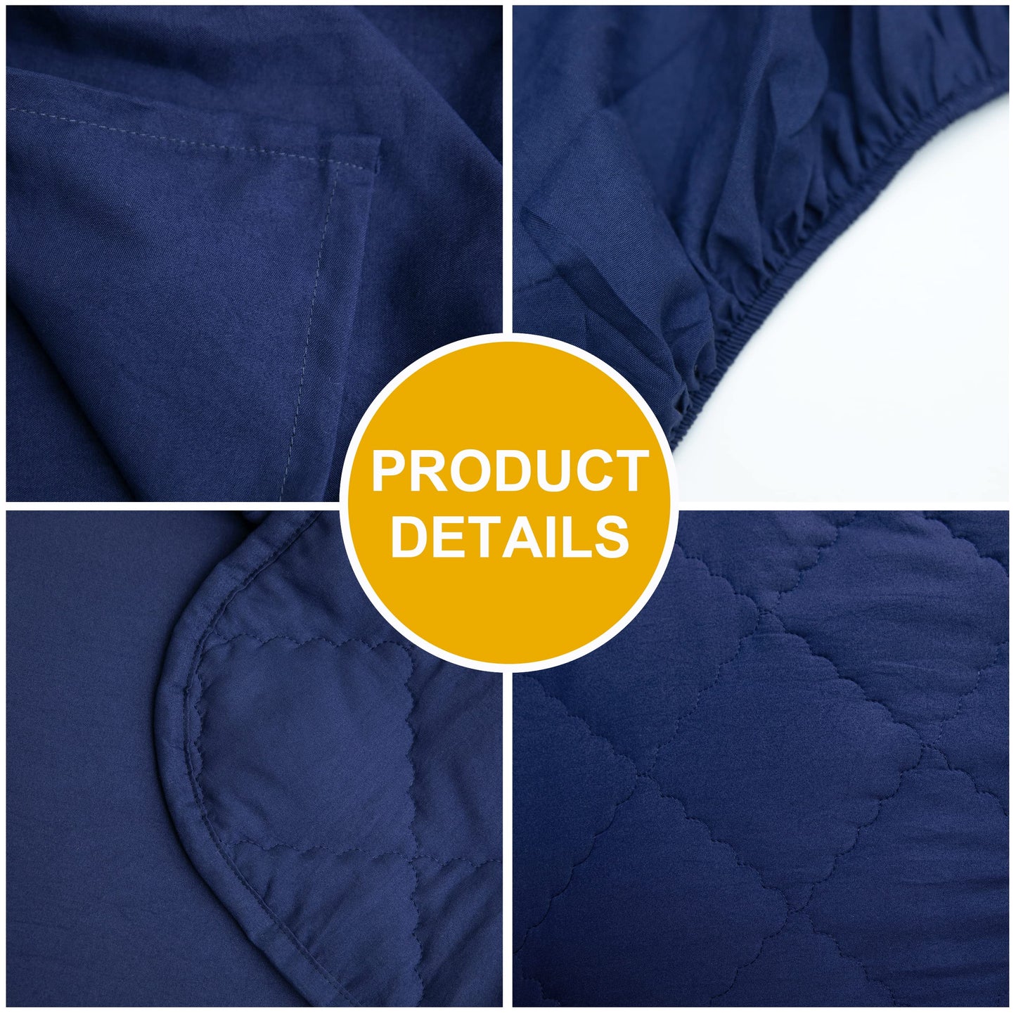 FLXXIE 4 Pieces Toddler Bedding Set, Soft and Breathable Microfiber Crib Sheet Set, Includes Quilted Comforter, Flat Top Sheet, Fitted Sheet, Envelope Pillow Case for Boys and Girls, Navy Blue
