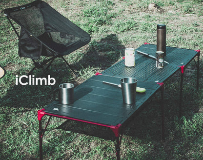 iClimb 2 Extendable Folding Table and 1 Pack Connecting Plates and 1 Lantern Hanger Bundle, Ultralight Compact for Many People Camping Backpacking Beach Concert BBQ Party