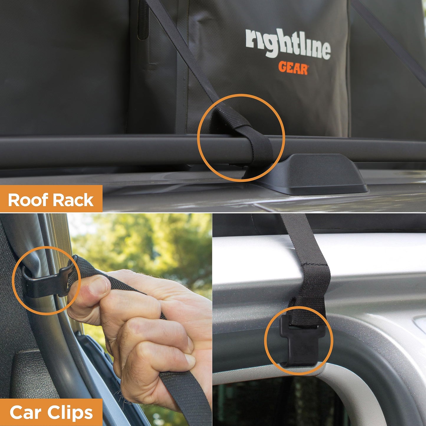 Rightline Gear Car Top Waterproof Duffle Bag For Travel, Attaches With or Without Roof Rack, 120 Liters, Black