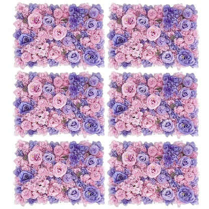 GOUZIBHD Artificial Flower Panel for Wall Backdrop, Flower Wall Panels, 16 X 24 Inch Flower Wall Mat, Faux Flower Wall Background for Wedding Home Decor Party Photo(Size:6PCS)