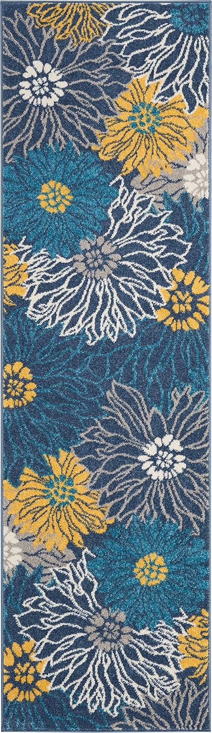 2'2" 7'6" (8' Nourison Home Passion Blue x Area Rug - Easy Clean, Non Shedding, Bed Room, Living Room, Dining Room