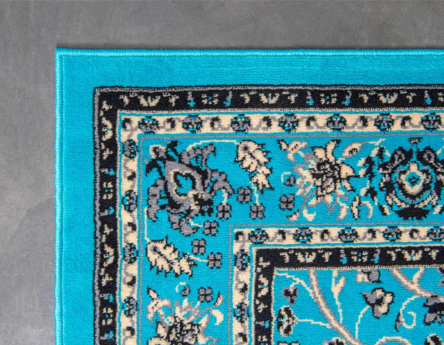 Unique Loom Sialk Hill Collection Area Rug - Washington (9' 10" x 13' 1" Rectangle, Turquoise/ Black)