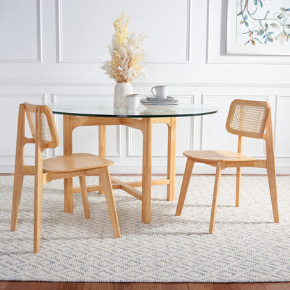 SAFAVIEH Home Collection Luz Coastal Natural Cane Rattan Dining Chair Set of 2