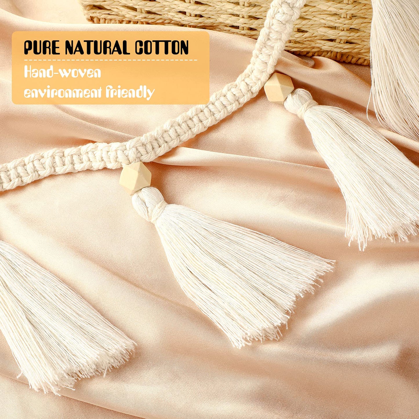 Tatuo Boho Macrame Tassel Garland for Classroom Decor Hanging Tassel Garland Bunting Boho Classroom Decor for Nursery Room Birthday Party Bedroom Dorm(4 Pieces,47.2 Inch)
