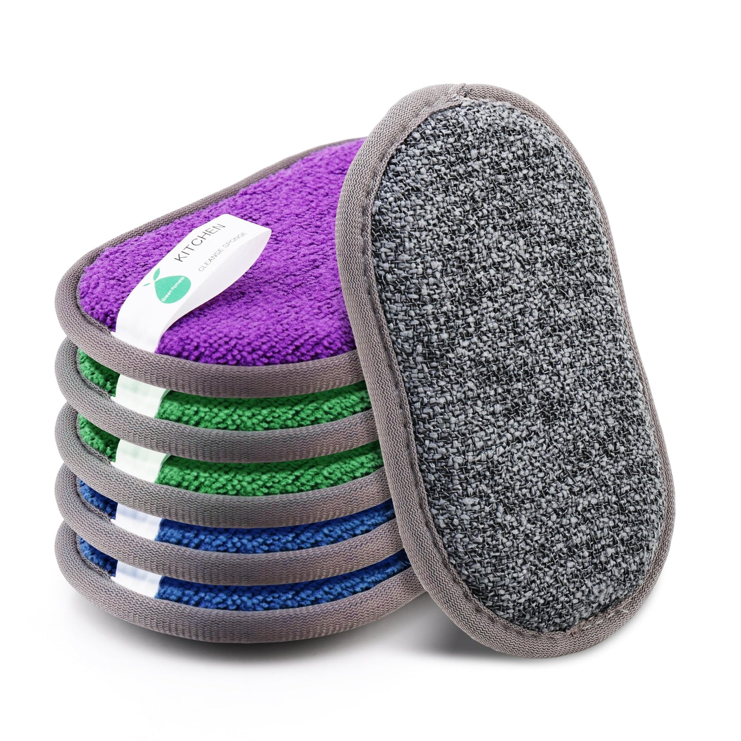 Multipurpose Sponges Kitchen,6 Pack Reusable Non-Scratch Scrub Sponge,Rough Scrubbers Side for Pots and Pans,Soft Microfiber Scrub Side for Washing Dishes