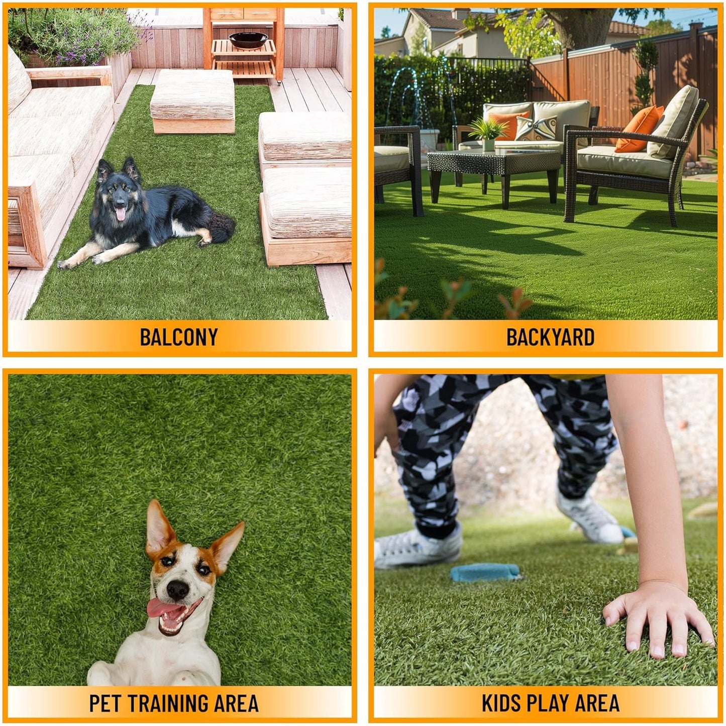 Waterproof Easy-Clean Solid Grass Design Indoor/Outdoor Rug, 2'7'' x 4', Green Runner